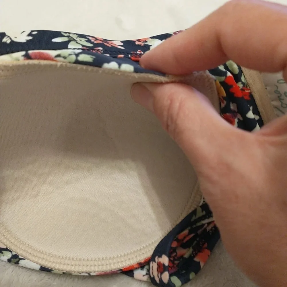 Kona Sol Navy Floral Bikini Top